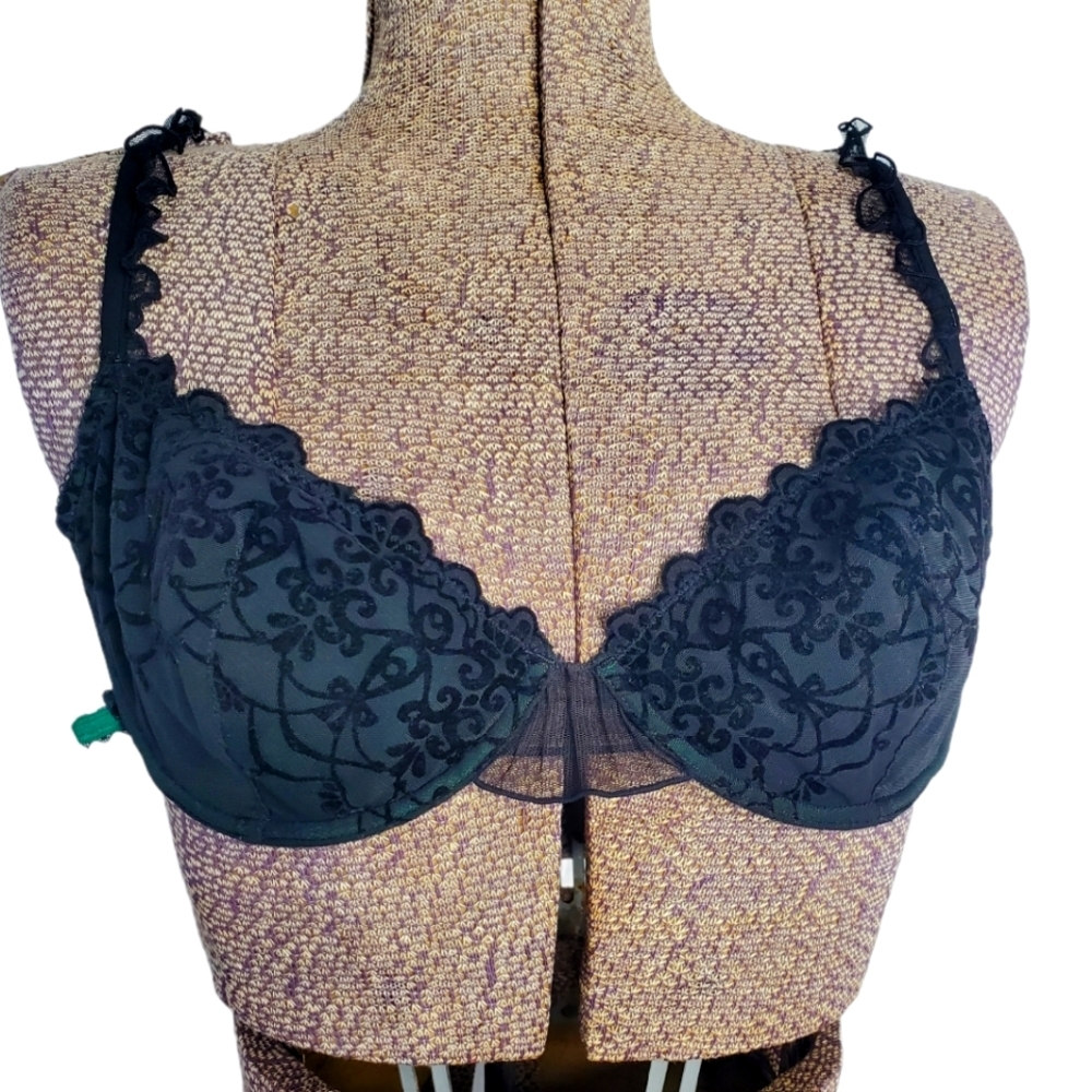 Black Etam bra with lace and frill straps